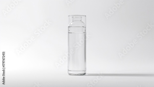 Water bottle on a clean white background, practical hydration solution