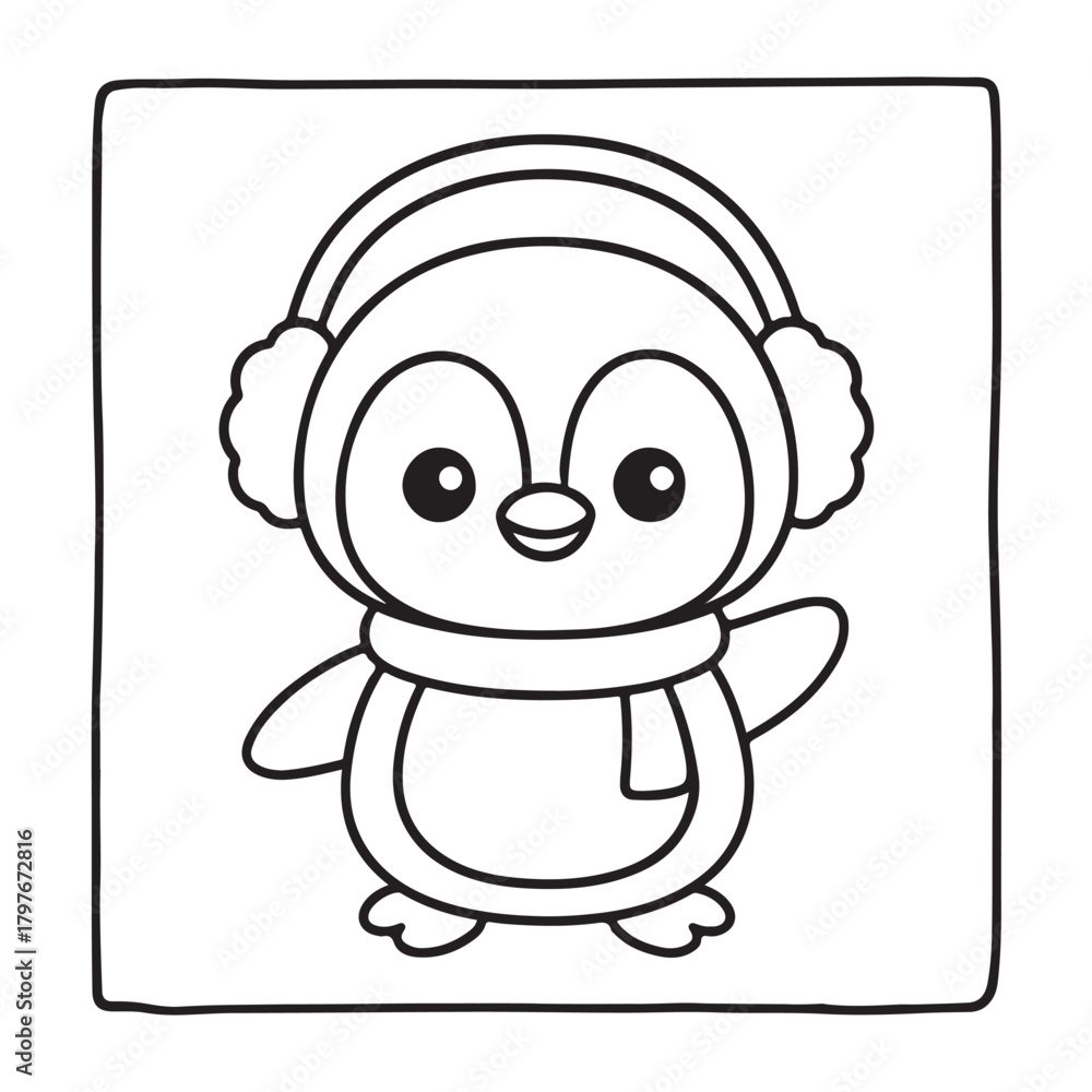 Obraz premium Happy Christmas Coloring Pages, Bold and Easy Cozy Winter Coloring Pages, Christmas Coloring Book Pages, Kids, Adults, Teens, Black and white Drawing, Line Art, Vector Illustration, bold and easy,
