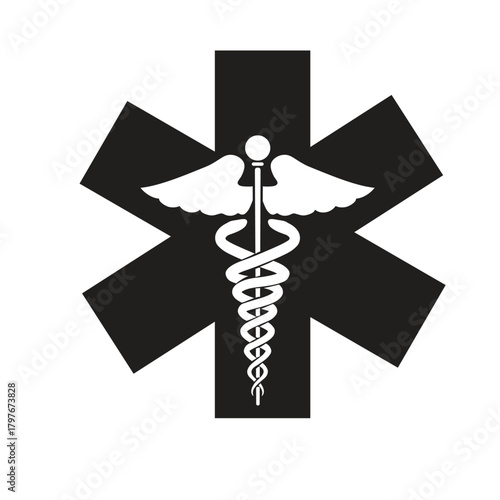 Medical sign, Medical symbol, Medical Snake Caduceus Logo, Caduceus sign, caduceus symbol, Snake medical icon Blue