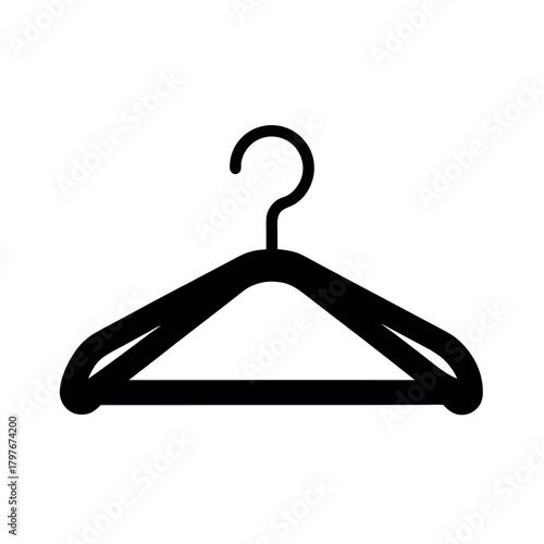 Wooden Clothes Hanger Black Silhouette Vector Illustration