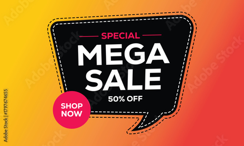 Mega sale promotion banner vector