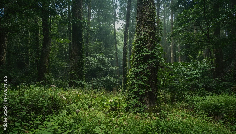 Fototapeta premium Vegetation bordering the lush greenery, highlighting seasonal change