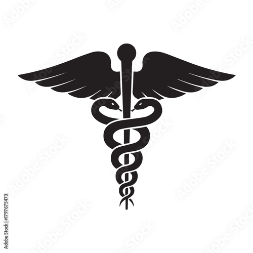 Medical sign, Medical symbol, Medical Snake Caduceus Logo, Caduceus sign, caduceus symbol, Snake medical icon Blue