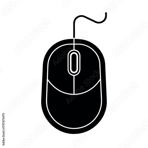Simple Computer Mouse Line Art Icon Vector Illustration