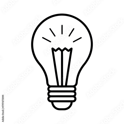 Traditional Light Bulb Filament Line Art Icon Vector Illustration