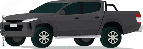 Modern twin cabin pickup truck angled front side view