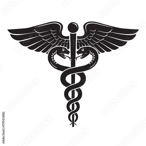Medical sign, Medical symbol, Medical Snake Caduceus Logo, Caduceus sign, caduceus symbol, Snake medical icon Blue