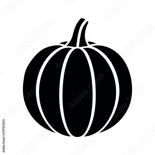 Pumpkin or Gourd Minimalist Black Silhouette Vector Illustration