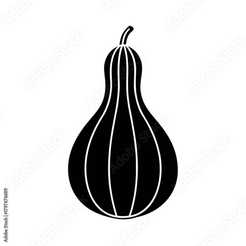Squash or Gourd Pear Shape Black Outline Vector Illustration