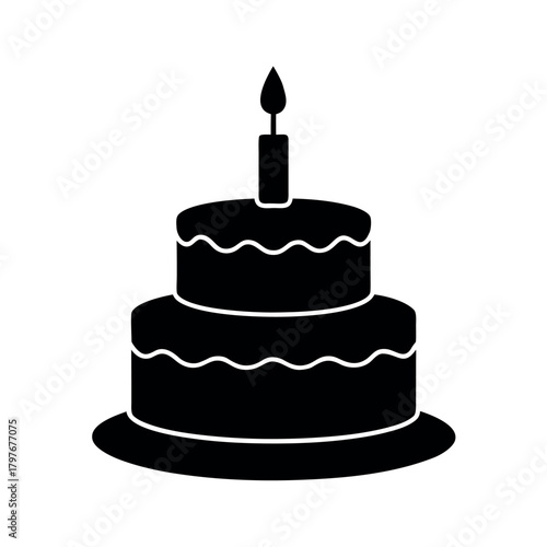 Two Tiered Birthday Cake with Frosting Vector Illustration