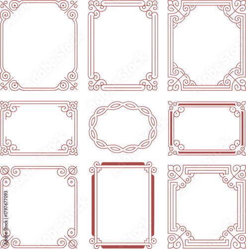 Collection of elegant floral decorative borders and frames with subtle vintage appeal
