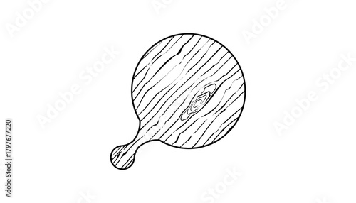 Outline drawing of a wooden cutting board with a circular main area