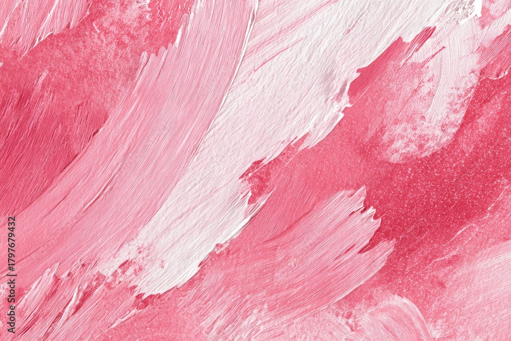 Fototapeta premium Abstract artwork showcasing textured, pink-and-white brushstrokes blending across a surface