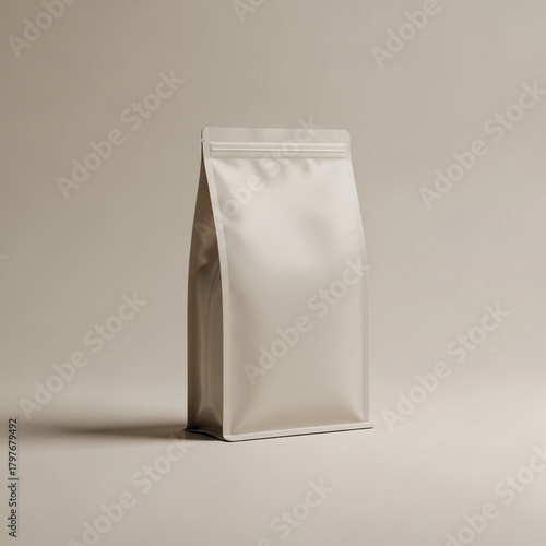 Blank Matte White Stand-up Pouch for Coffee or Food Packaging Mockup