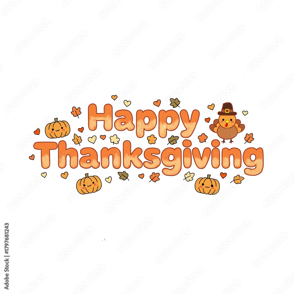 Fototapeta premium Thanksgiving with pumpkin text