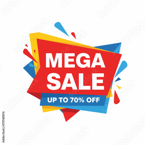 70 percent Special offer mega sale, Check and gift box. Sale banner and poster. Vector illustration.