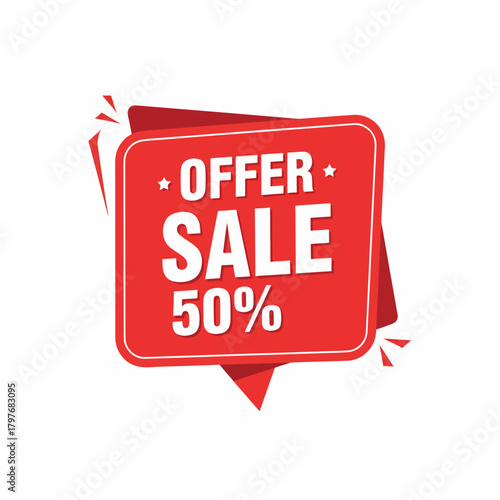 Offer sale 50% off best price label