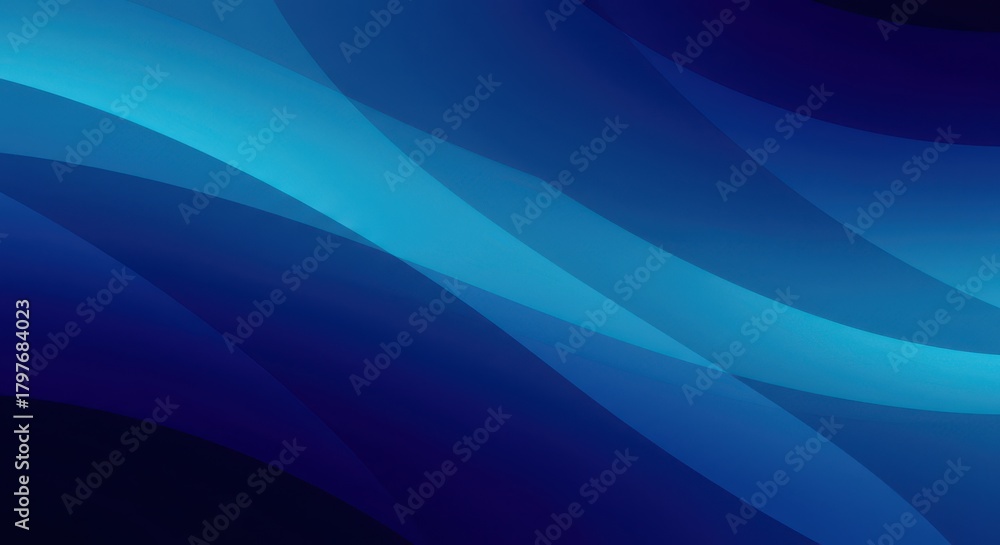 Obraz premium A soft, flowing abstract background with smooth transitions of various shades of deep blue, light azure, and subtle indigo hues, suitable for design concepts ,shades, graphic, blue