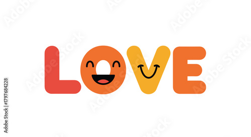 A cheerful and colorful cartoon illustration spells out the word \.