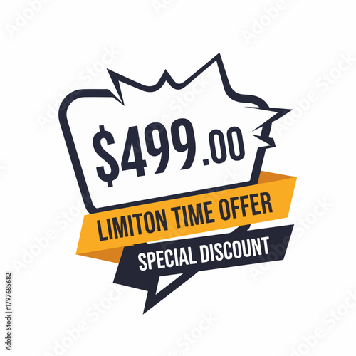 Promotional price tag $499.00  color on transparent background. Perfect for advertising, sale banners, product promotion, discount labels, retail marketing, and e-commerce design element