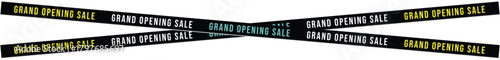 modern grand opening sale tape banner set with bold black stripes and vibrant color text ideal for promotions advertising marketing announcements and discount visuals