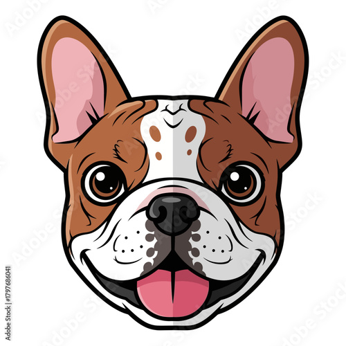 Adorable French Bulldog Portrait Smiling with Tongue Out Happy Expression.