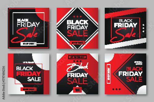 gradient black friday instagram posts vector design illustration