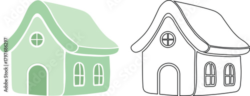 Minimalist Black and White Shop Icon Set, Vector Line Art Design, Modern Shop & Store Icons Collection, Small Shop Silhouette Icon.