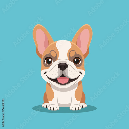 Adorable smiling French Bulldog puppy sitting happily.