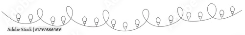 Line art of festive string lights. This image is for stickers or banners for various events such as birthday celebrations, weddings, Christmas and New Year celebrations, wall decorations, winter.