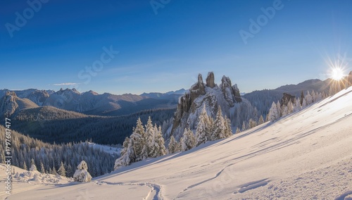 Fototapeta Naklejka Na Ścianę i Meble -  Snow-covered Tatra mountains in winter, highlighting erosion risk