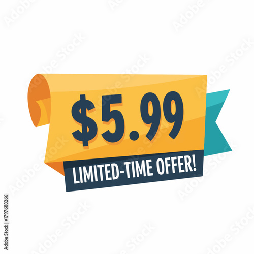 Discount sticker Template with, Price $5.99 sticker