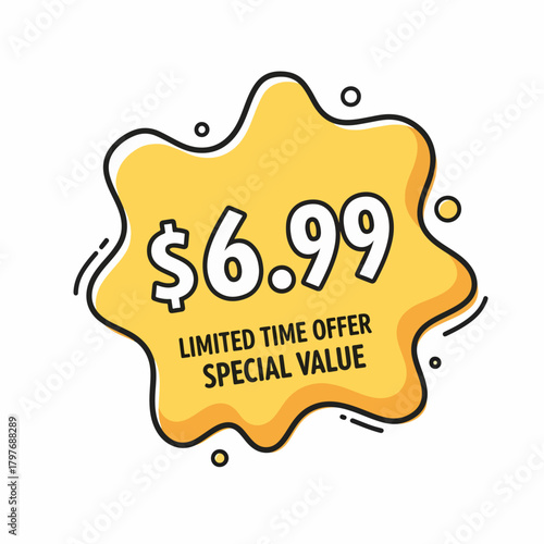 Yellow Different percent discount sticker discount price $6.99