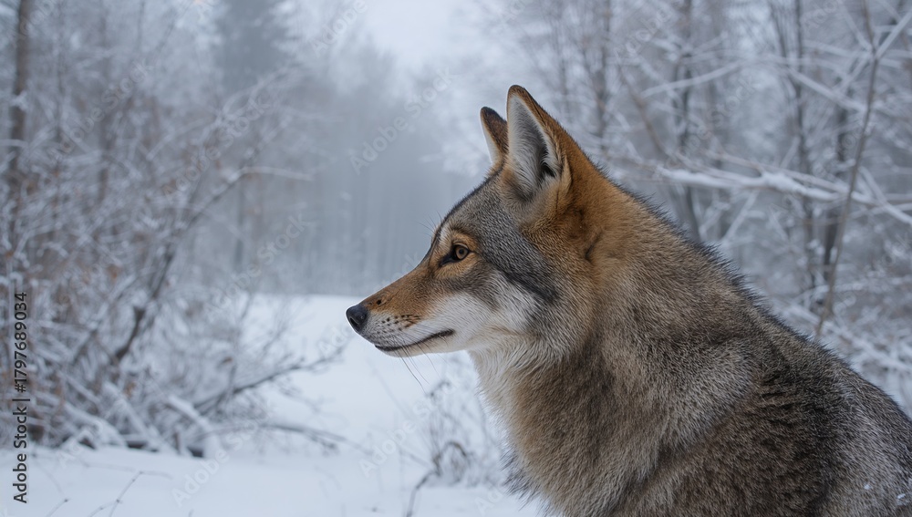 Obraz premium Coyote profile with a focus on wilderness adaptation, wildlife observation