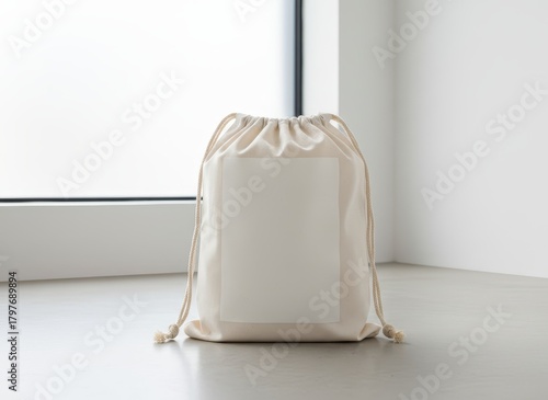 Blank fabric shoe bag mockup with soft shadows