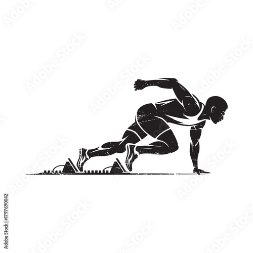 Dynamic silhouette of a runner in mid stride