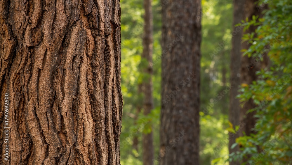 Obraz premium The rough texture of aged pine bark, showcasing natural erosion risk