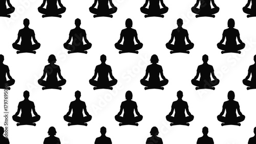 Find inner peace with this seamless yoga pose pattern, perfect for wellness brands, meditation apps, and mindful living designs adding a touch of zen