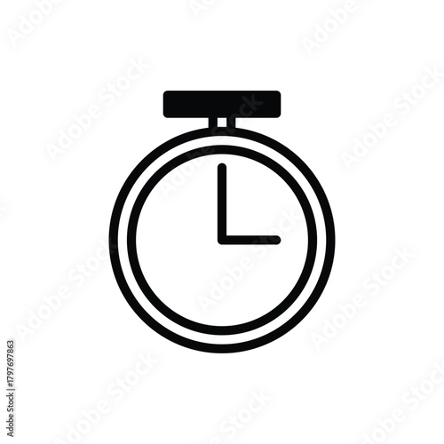 Simple Stopwatch Icon Representing Time Measurement and Speed. Soccer and Sport Line Icon. Isolated Vector Clip Art.