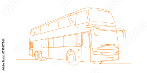 A continuous single-line illustration of a tourist bus. This is a simple vector art of a travel bus.


