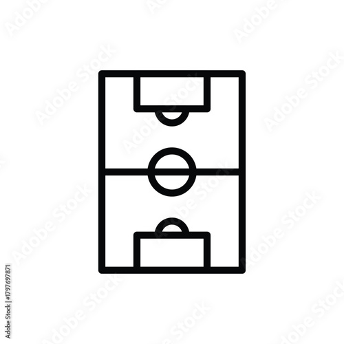 Simple Line Art Icon of a Soccer Field. Soccer and Sport Line Icon. Isolated Vector Clip Art.