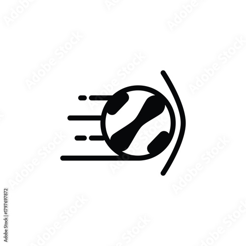 Abstract representation of a fast moving object impacting a surface. Soccer and Sport Line Icon. Isolated Vector Clip Art.