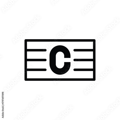 Captain Armband Icon Symbol Representing Leadership. Soccer and Sport Line Icon. Isolated Vector Clip Art.