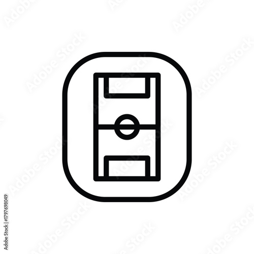 Simple Line Art Icon of a Soccer Field. Soccer and Sport Line Icon. Isolated Vector Clip Art.