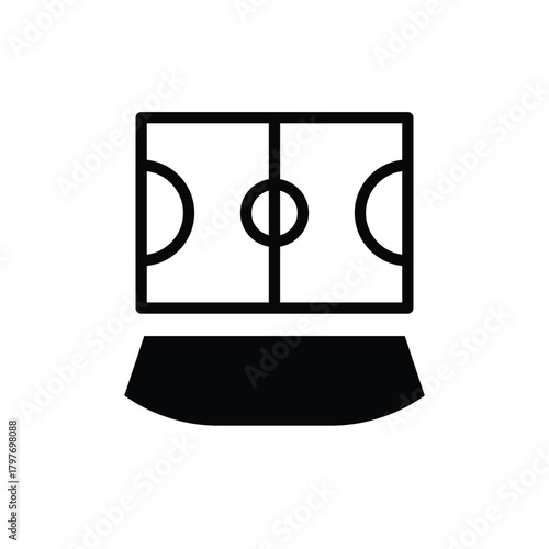 Simple Icon of a Soccer Field with Audience. Soccer and Sport Line Icon. Isolated Vector Clip Art.
