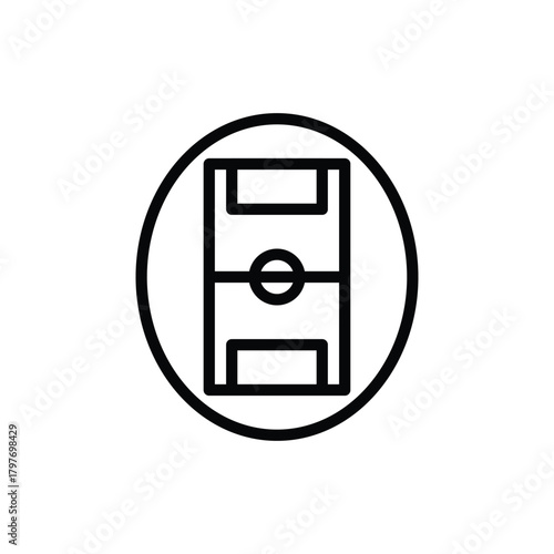 Simple Outline Icon of a Soccer Field in a Circle. Soccer and Sport Line Icon. Isolated Vector Clip Art.
