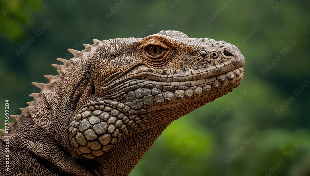 Fototapeta premium Komodo Dragon resting on the island, wildlife observation, seasonal change