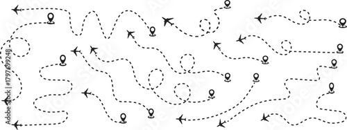 Airplane Flight Paths and Travel Routes -  Airplane, Flight Path, Travel, Route, Destination