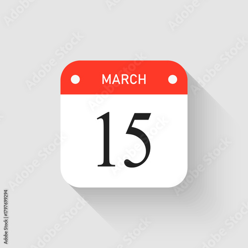 Vector icon page day calendar - 15 March month