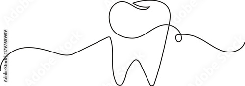 Continuous Line Drawing of a Tooth - Tooth, Dental, Dentist, Dentistry,